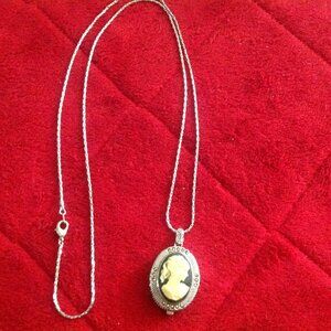 *Sale* Retro Vanity Fair Cameo Quartz Watch Pendant/Necklace w Marcasite Stones